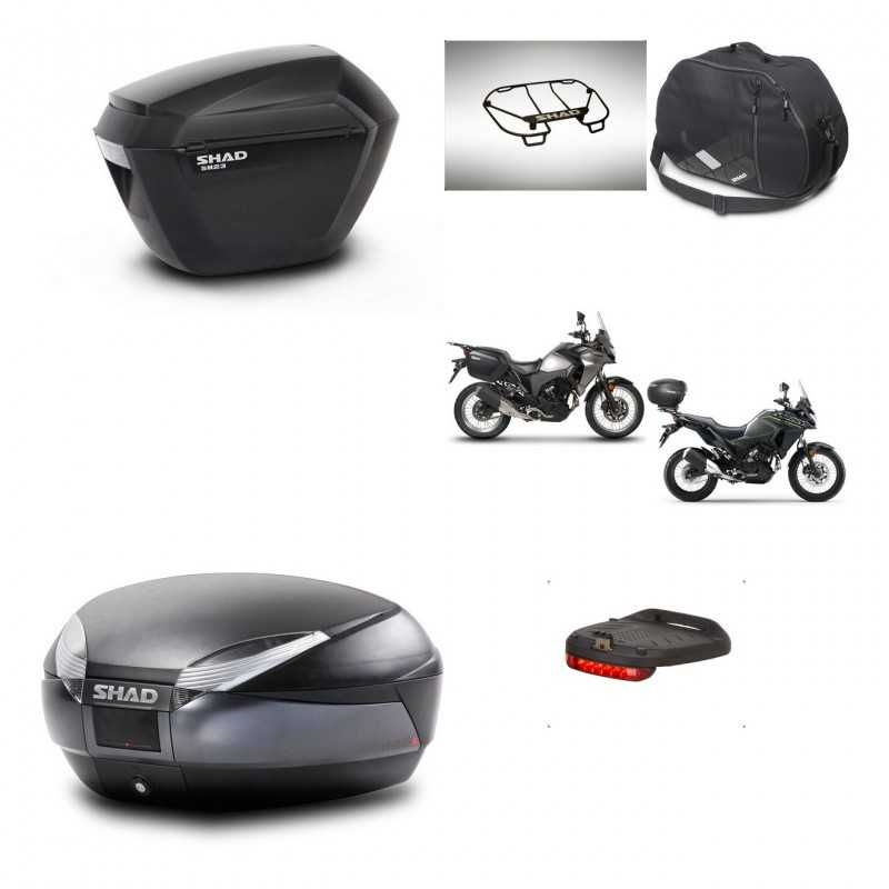 SHAD Baul trasero + maletas laterales accesorios herraje 3p montaje SH23 SH48 DARK GREY PREMIUM KIT-273728