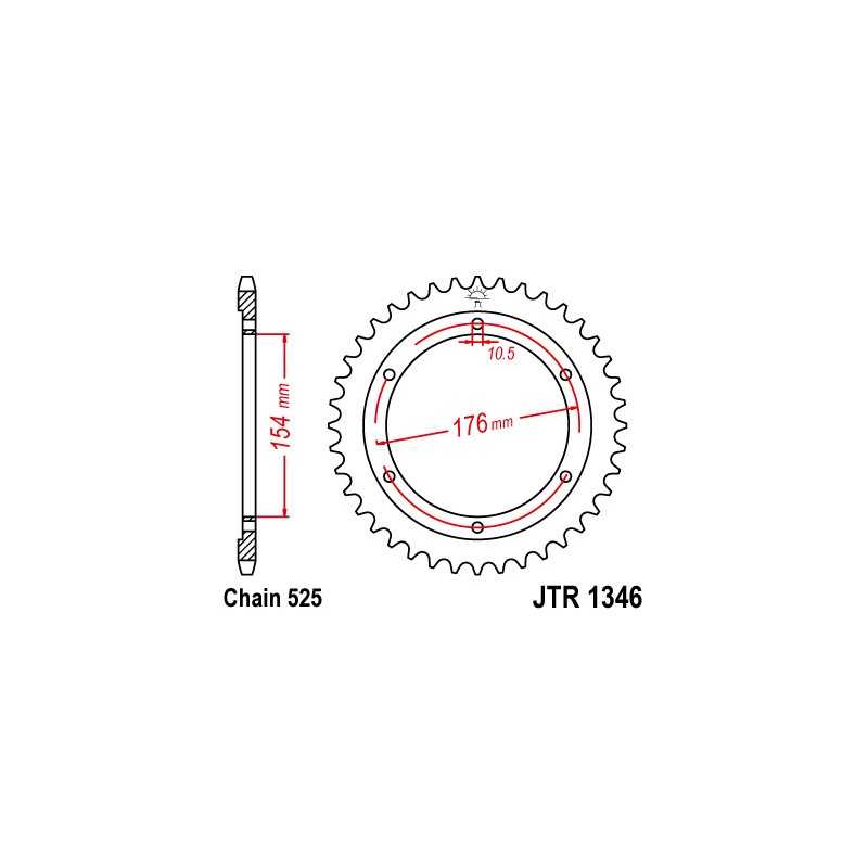 JT SPROCKETS Corona 1346 steel 43 dientes R134643