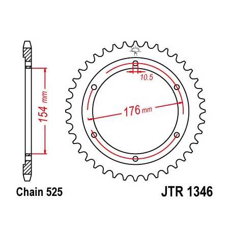 JT SPROCKETS Corona 1346 steel 43 dientes R134643