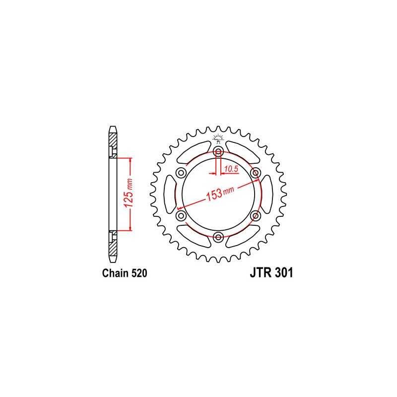 JT SPROCKETS Corona 301 steel 39 dientes R30139
