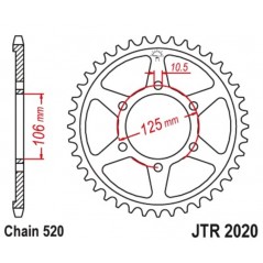JT SPROCKETS Corona plato trasmision de acero autolimpiable 41 2020 520 4090003841