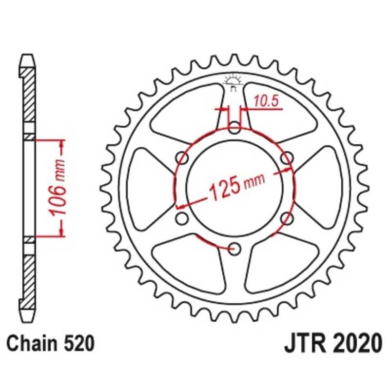 JT SPROCKETS Corona plato trasmision de acero autolimpiable 41 2020 520 4090003841