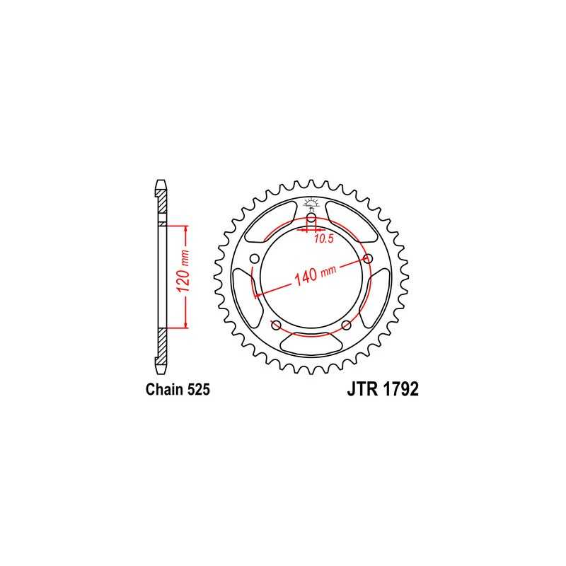 JT SPROCKETS Corona 1792 de zinc negro 47 dientes R179247ZBK
