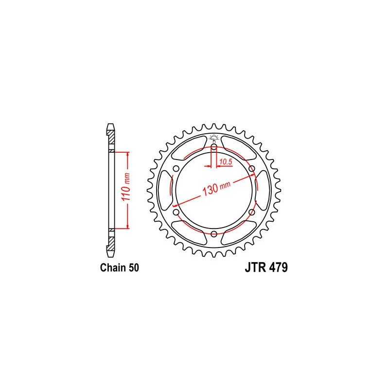 Rear sproket  479 de zinc negro 46 dientes