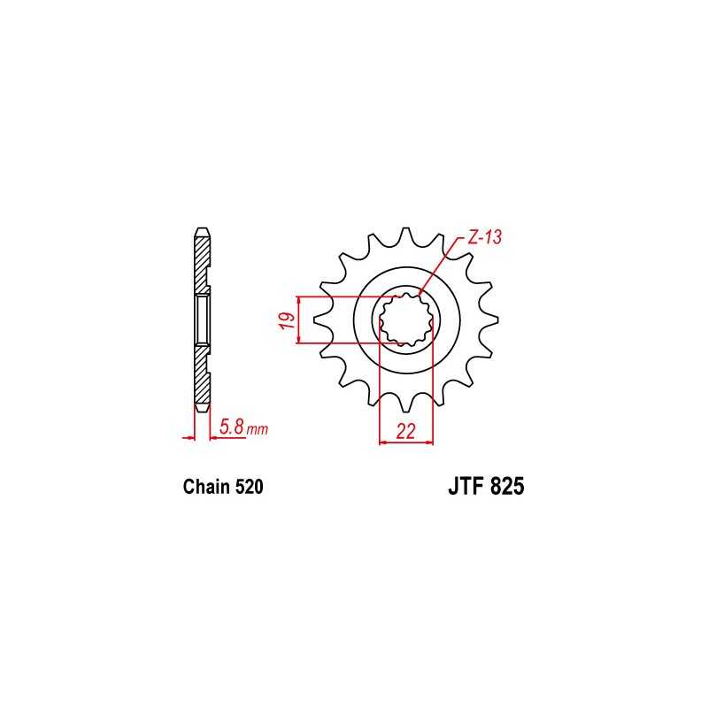 JT SPROCKETS Piñon 825 steel 15 dientes F82513