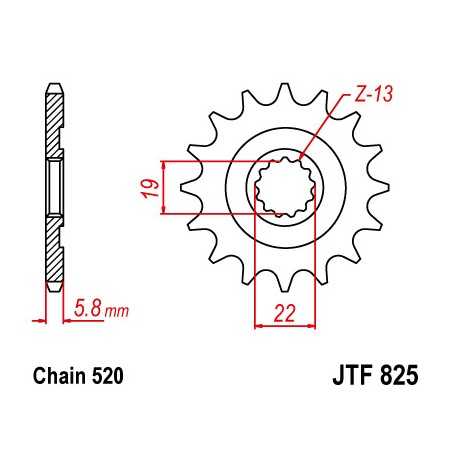 JT SPROCKETS Piñon 825 steel 15 dientes F82513