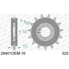 AFAM Piñón ataque transmisión acero STANDARD 28401 - 525 16T 1104249