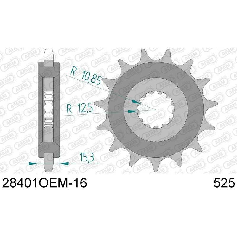 AFAM Piñón ataque transmisión acero STANDARD 28401 - 525 16T 1104249