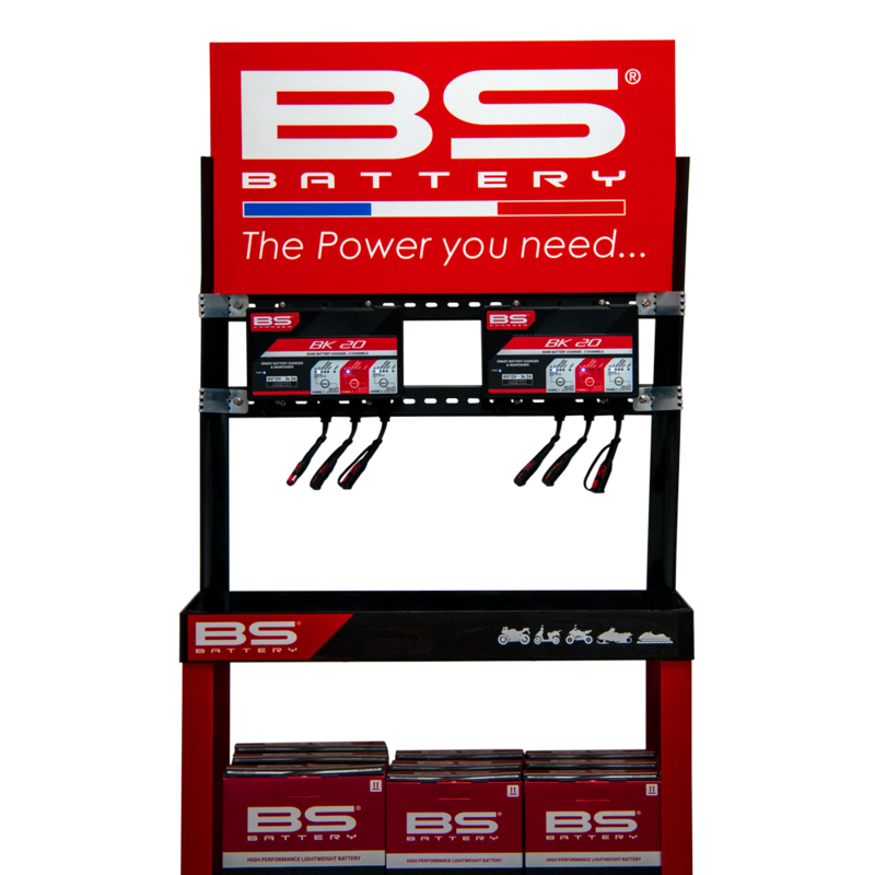 BS BATTERY Kit expositor + 2 cargadores batería BK20 3062431