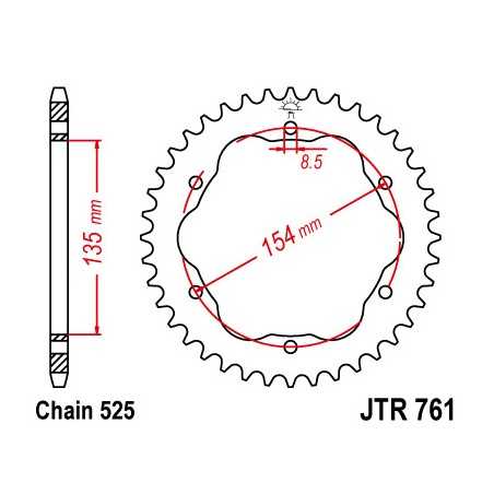 JT SPROCKETS Corona 761 steel 38 dientes R76138
