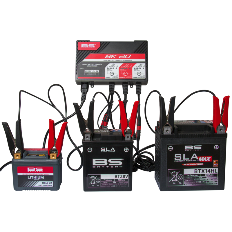 BS BATTERY Cargador de bateria inteligente BK20 6V/12V 3x2A 1105619