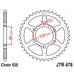 JT SPROCKETS Corona 478 de zinc negro 43 dientes R47843ZBK