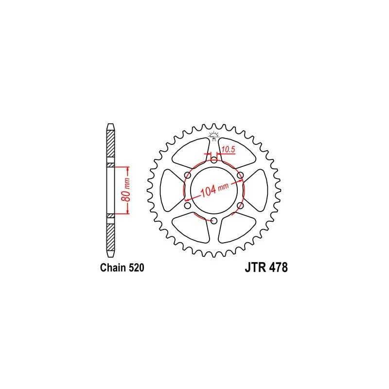 JT SPROCKETS Corona 478 de zinc negro 43 dientes R47843ZBK