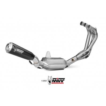 MIVV Complete motorcycle exhaust position STANDARD SPORT FULL SYSTEM 3X1 OVAL CARBON WITH CARBON CAP Y.042.L3C