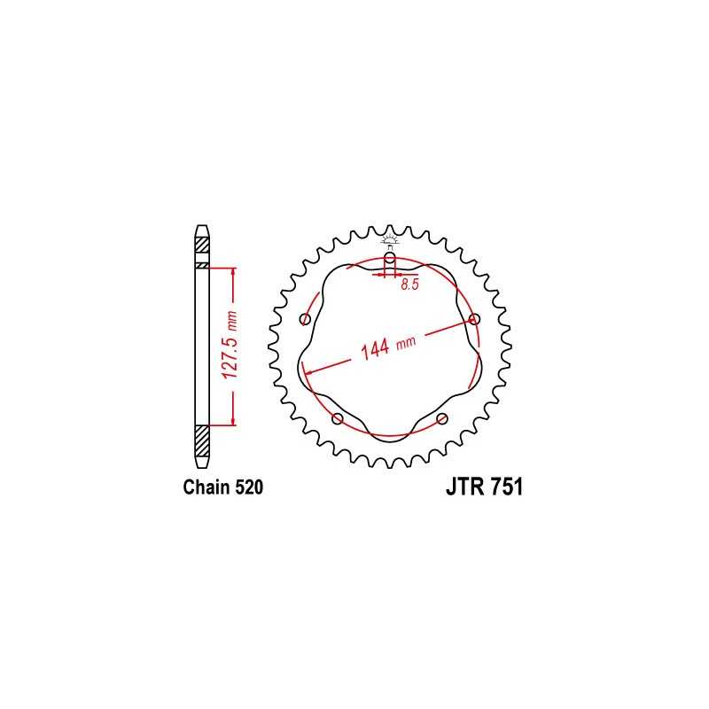 JT SPROCKETS Corona 751 steel 42 dientes R75142