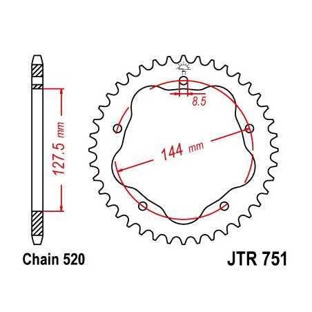 Rear sproket  751 steel 42 dientes