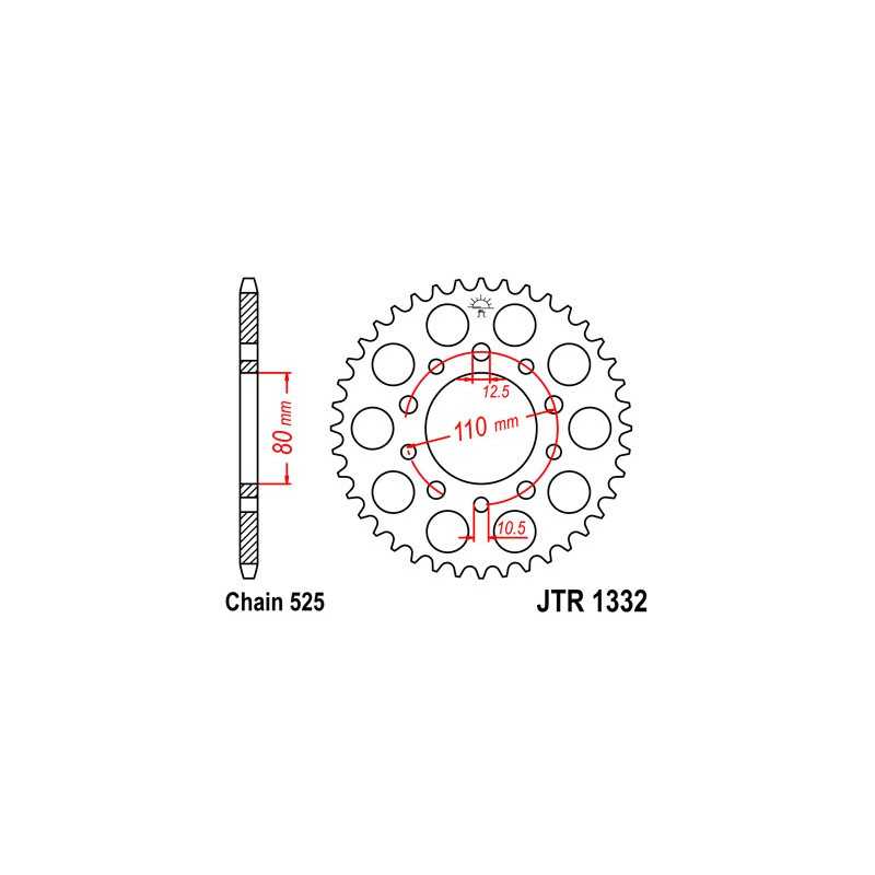 JT SPROCKETS Corona 1332 de zinc negro 40 dientes R133240ZBK