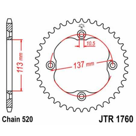 JT SPROCKETS SPROCKET REAR PLATE 1760 - 520 1074936002
