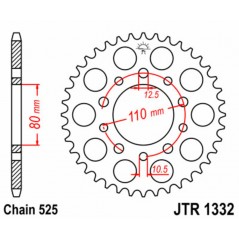 JT SPROCKETS SPROCKET REAR PLATE 1332 - 525 1075499006