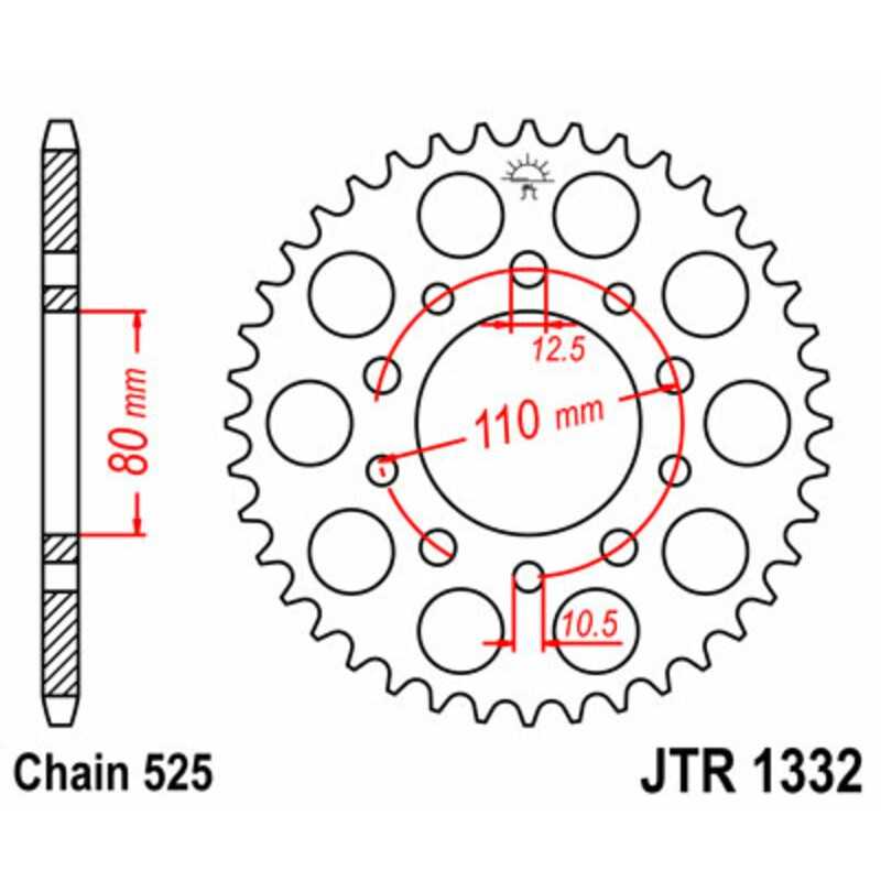 JT SPROCKETS SPROCKET REAR PLATE 1332 - 525 1075499006