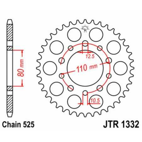 JT SPROCKETS CORONA PLATO TRASERO 1332 - 525 1075499006