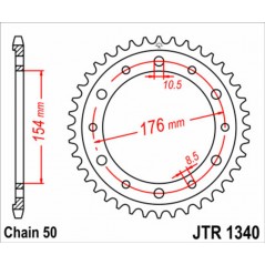 JT SPROCKETS CORONA PLATO TRASERO 1340 - 525 1075500003