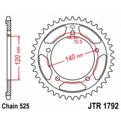 JT SPROCKETS CORONA PLATO TRASERO 1792 - 525 1075505004