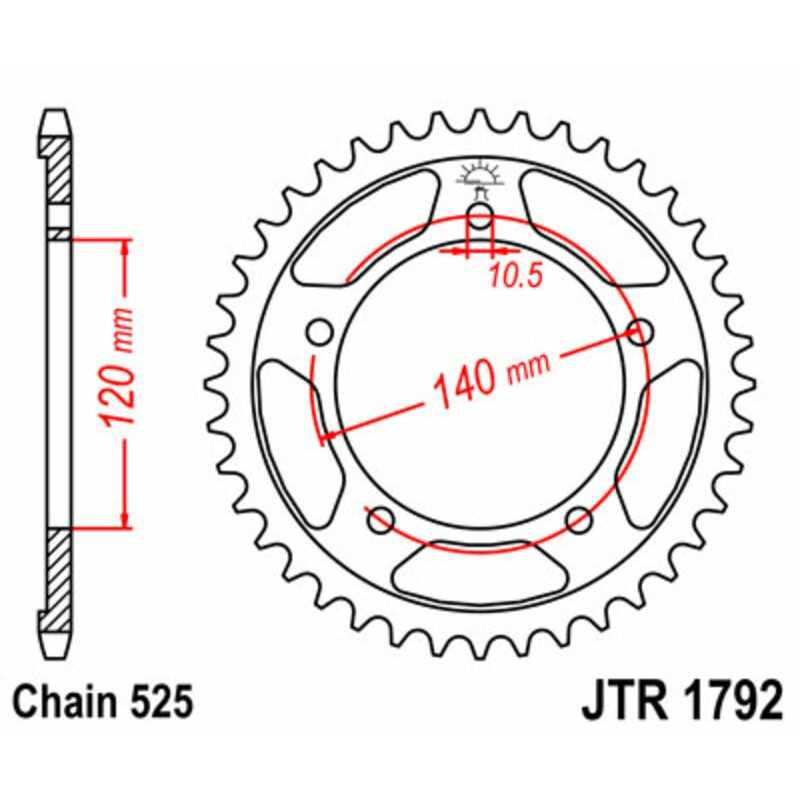 JT SPROCKETS CORONA PLATO TRASERO 1792 - 525 1075505004