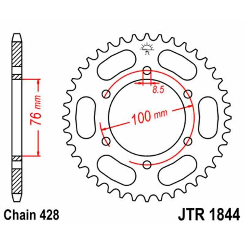 JT SPROCKETS Corona acero estándar paso 428 - 1844 1074959003