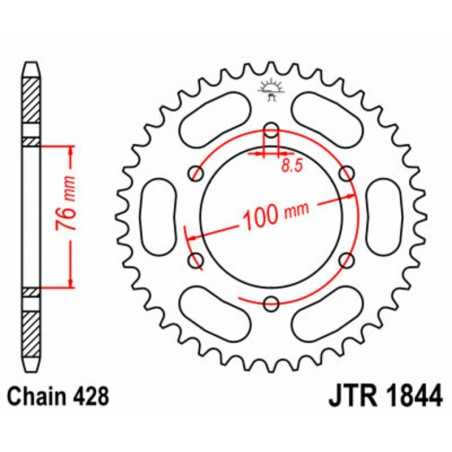 JT SPROCKETS Corona acero estándar paso 428 - 1844 1074959003