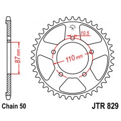 JT SPROCKETS Corona 829 de zinc negro 47 dientes R82947ZBK