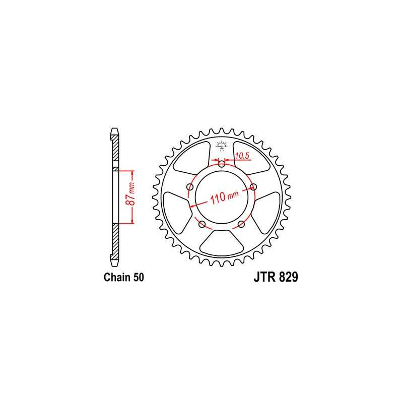 JT SPROCKETS Corona 829 de zinc negro 47 dientes R82947ZBK