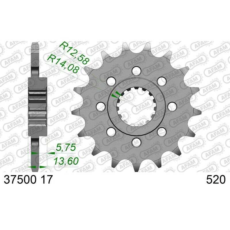 AFAM Piñón acero estándar moto 37500 - 520 1108791001