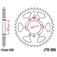 JT SPROCKETS Corona 890 de zinc negro 42 dientes R89042ZBK