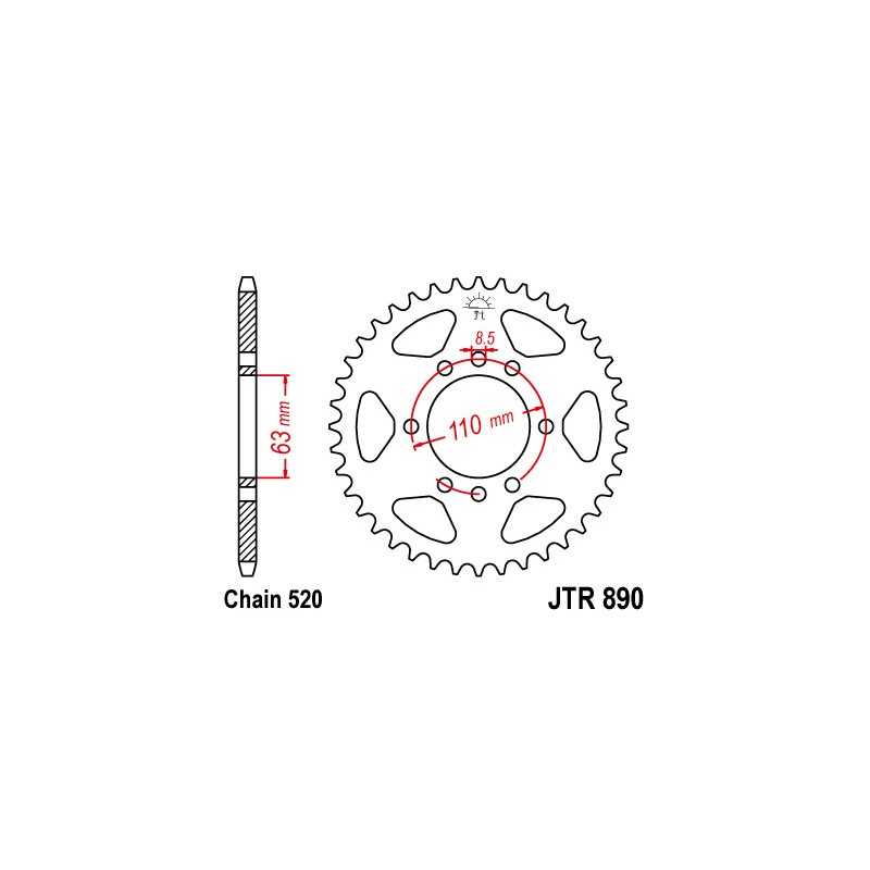 JT SPROCKETS Corona 890 de zinc negro 42 dientes R89042ZBK
