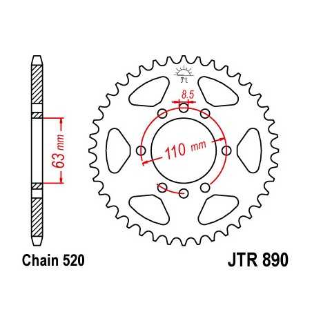 JT SPROCKETS Corona 890 de zinc negro 42 dientes R89042ZBK