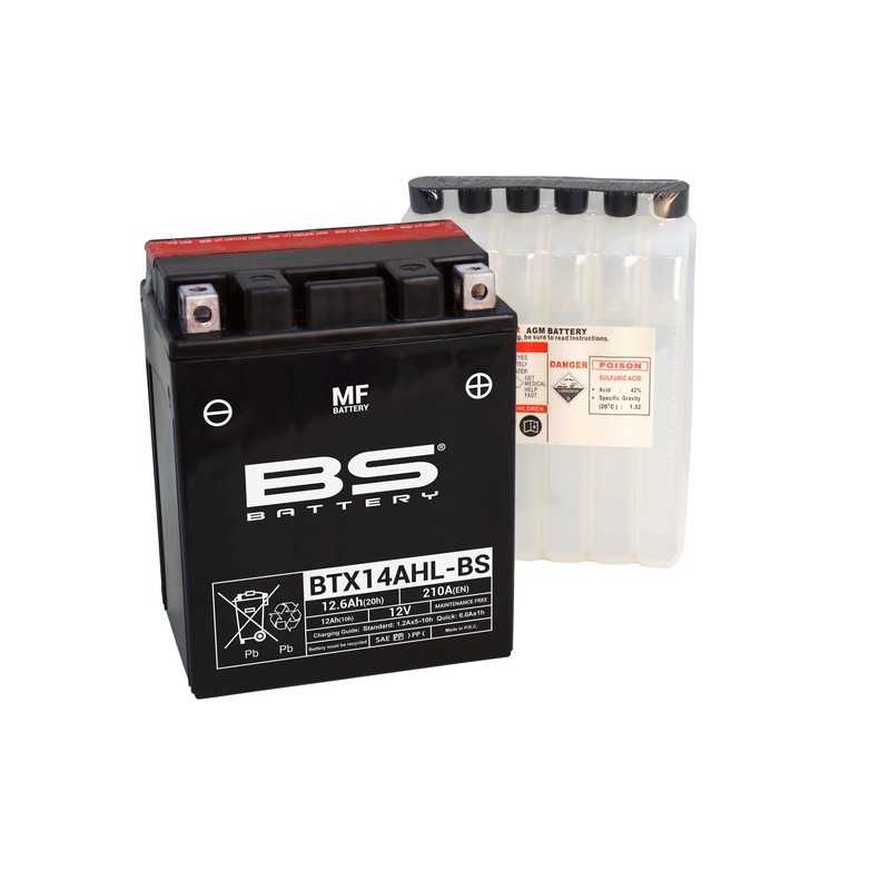 BS BATTERY Batería sin mantenimiento + paquete de ácido BTX14AHL 1080707