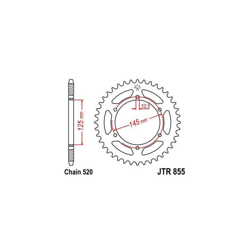 JT SPROCKETS Corona 855 de zinc negro 45 dientes R85545ZBK