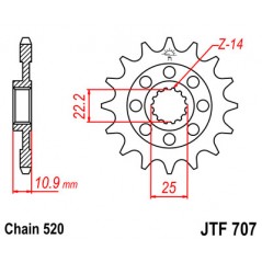 Gear  707 steel 14 dientes