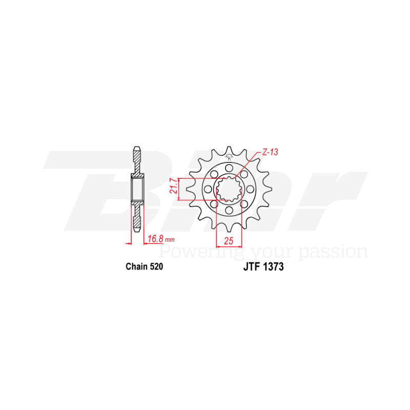 Gear  1373 steel 17 dientes