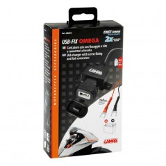 LAMPA Cargador de mechero fijación con tornillo y conectores para moto USB 12/24V LAM38878