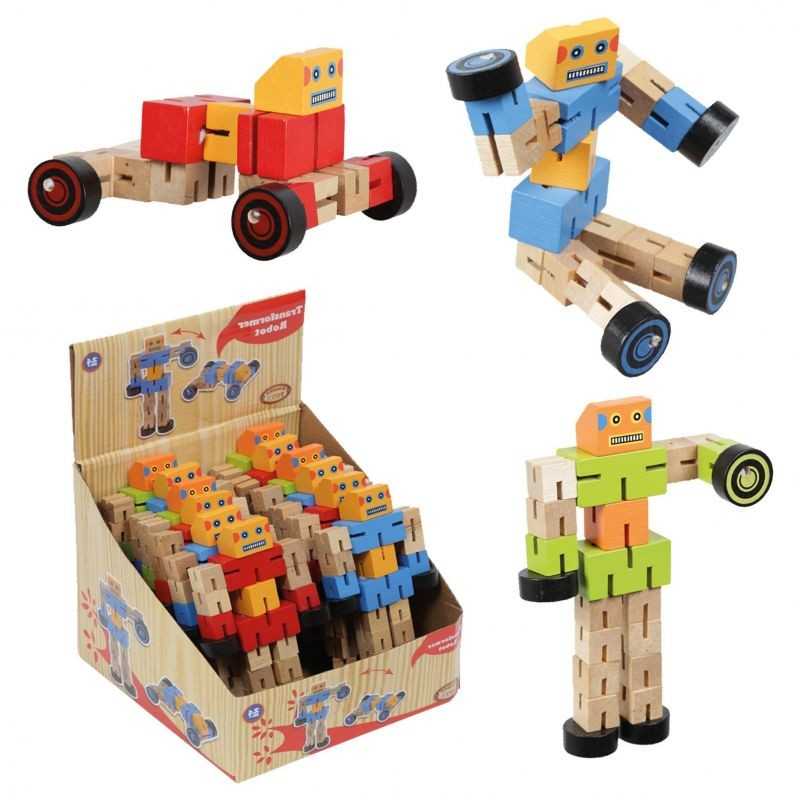 SIN MARCA Muñeco madera pequeño TRANSFORMER 15 CM 16229