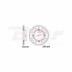 Sprocket rear plate  1214 de acero con 38 dientes