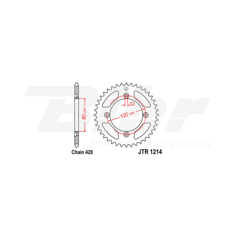 Sprocket rear plate  1214 de acero con 38 dientes