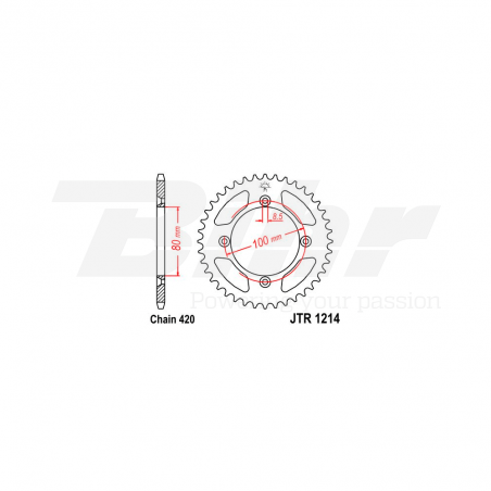 JT SPROCKETS Corona plato trasero 1214 de acero con 38 dientes R121438