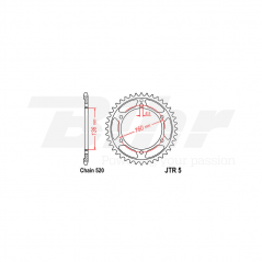 Sprocket rear plate  5 de acero con 46 dientes