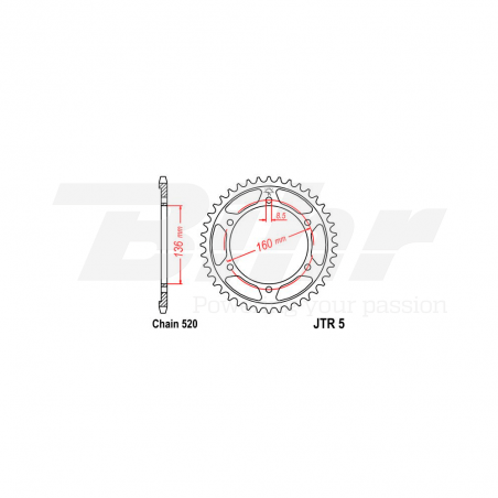 Sprocket rear plate  5 de acero con 46 dientes