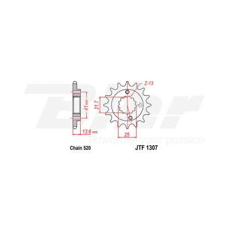 Sprocket with rubber  1307 de acero con 15 dientes