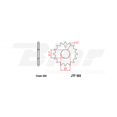 Sprocket with rubber  565 de acero con 16 dientes