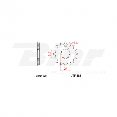 Sprocket with rubber  565 de acero con 16 dientes